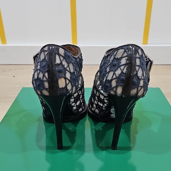 Luxury, Lace Navy Party, or Buisness, Platformn, Formal, Elegant Shoes Size 9 - Picture 3 of 5